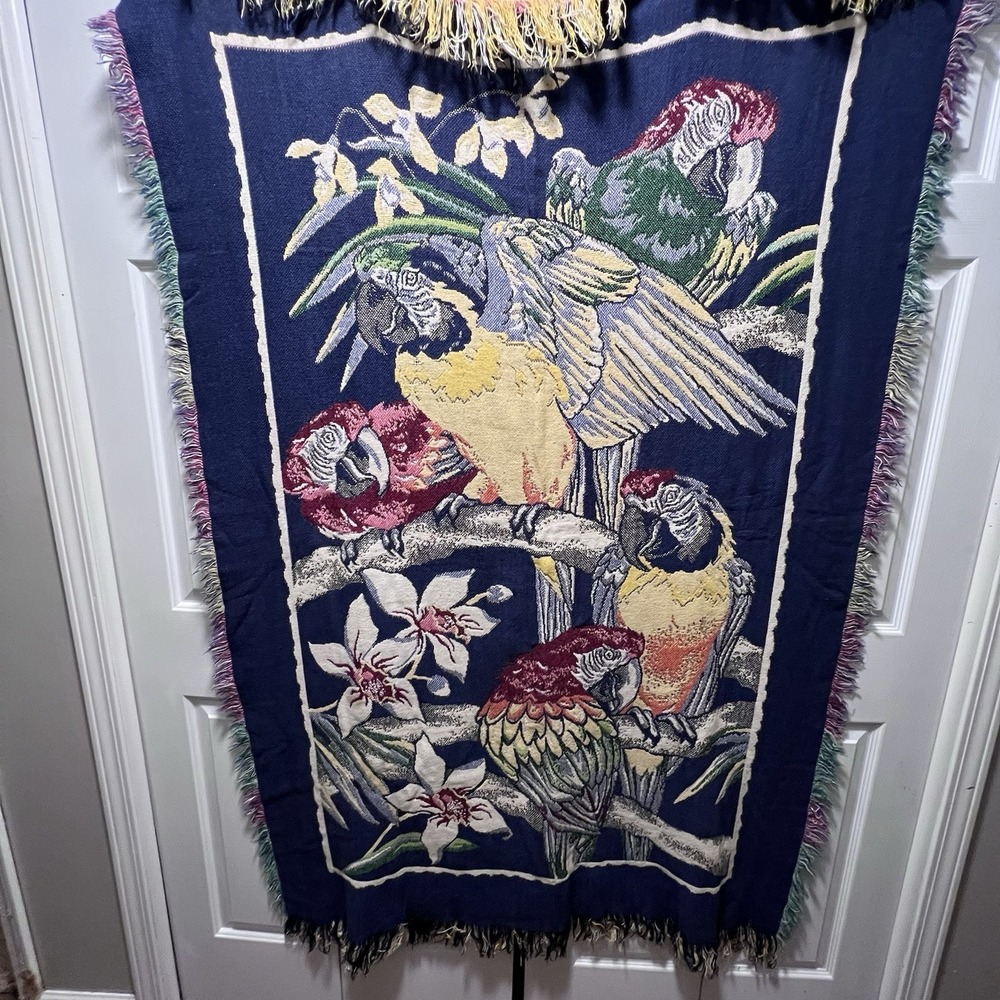 Parrot Bird Tropical Rainforest Tapestry Throw Blanket 65 × 45"